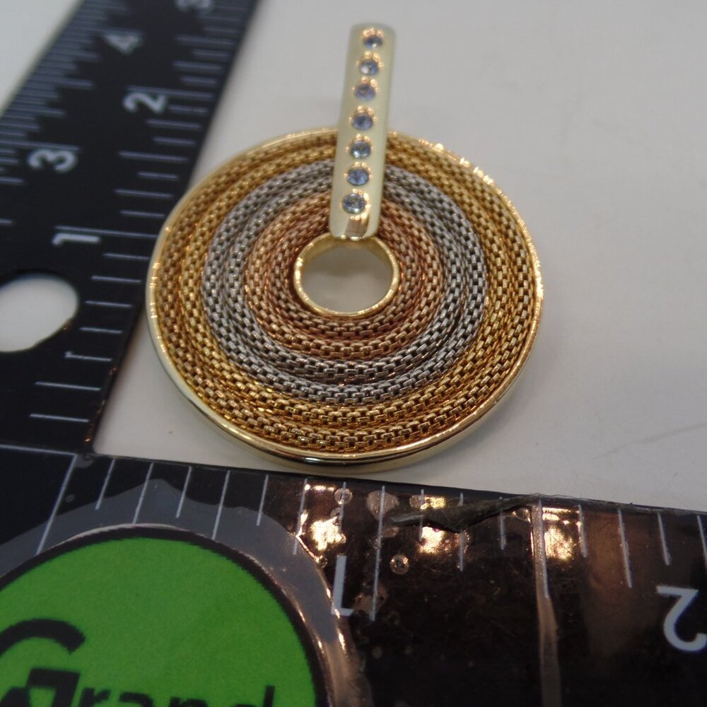 Unbranded Rose Gold, Gold & Silvertone Chain Pendant W Bling Round Apx 1.5" Rnd - Picture 6 of 7